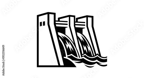 Hydroelectric Dam Generating Power with Water Flowing Out.