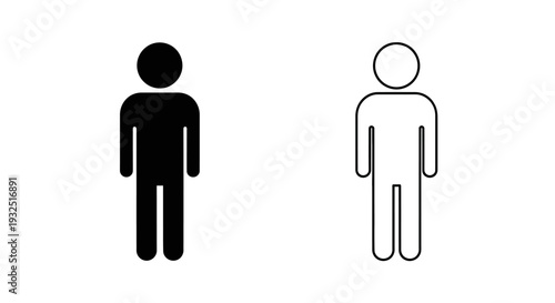 Black and white male person icon set vector