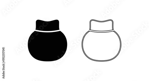 Black and white outline money bag icon set vector