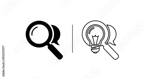 Creative search & idea magnifier icons Vector
