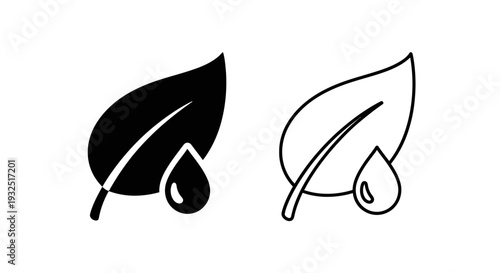 Minimalist leaf water droplet icons Vector