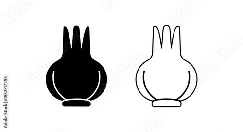 Black and white minimalist onion design Vector