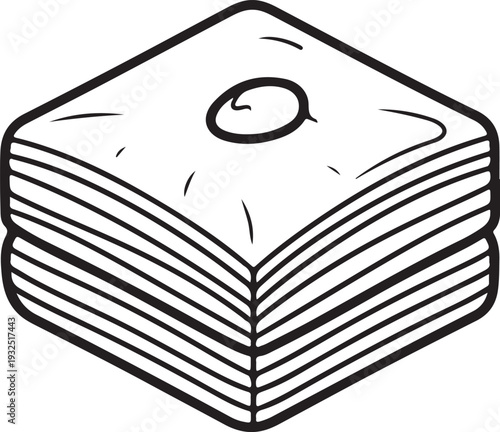 Traditional baklava pastry stack with honey glaze and nut garnish representing middle eastern cuisine and sweet dessert for food and drink menu decoration