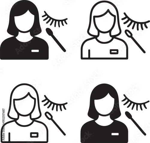 Isolated Makeup Artist Lash Design, Makeup Artist Lash Design icon, Makeup Artist Lash Design vector, Dramatic Eyelash Makeup, Fashion Eyelash Beauty icon, Eye Makeup Lashes illustration