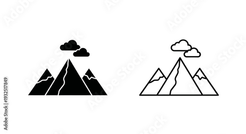 Mountain landscape icons set Vector