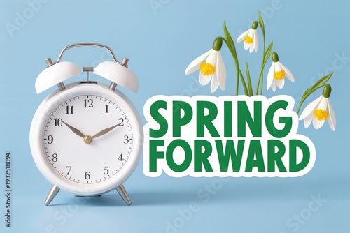 Wallpaper Mural Spring Forward with Alarm Clock and Flowers Torontodigital.ca