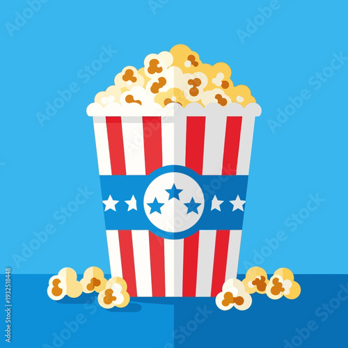 Classic American Popcorn Bucket with Stars and Stripes, Movie Night Snack