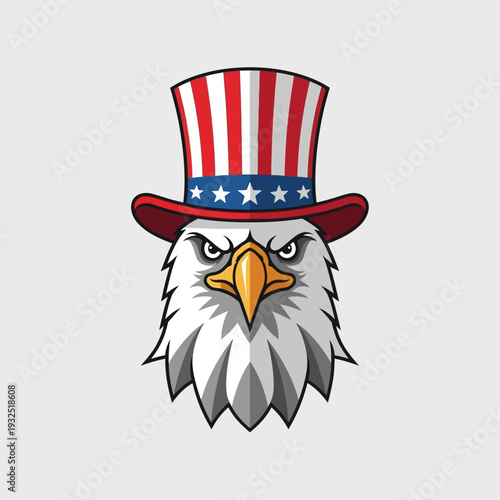 Patriotic Eagle Wearing Uncle Sam Hat - American Symbol