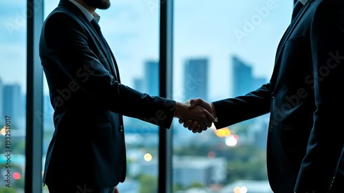 Professional Business Partnership Forged in Office Meeting Room