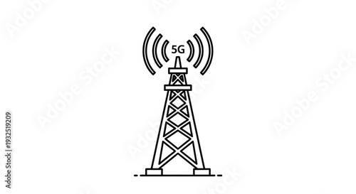 Telecommunications Tower with Signal Waves.