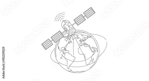 Satellite Orbiting the Earth in Space.