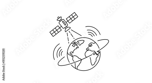 Satellite Orbiting the Earth in Space.