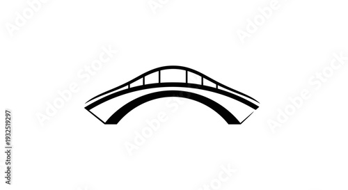 Simple Black and White Arch Bridge Icon Design Element.