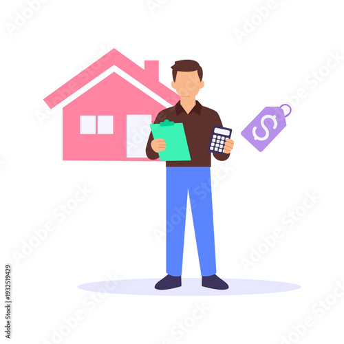 Property Valuation Assessment, Determining accurate market value of property, Flat vector character illustration