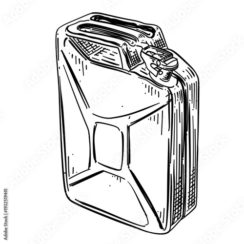 jerrycan fuel container vector line art hand drawn illustration