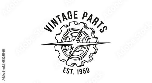 Vintage Parts Est 1950 logo with gear and starburst design.
