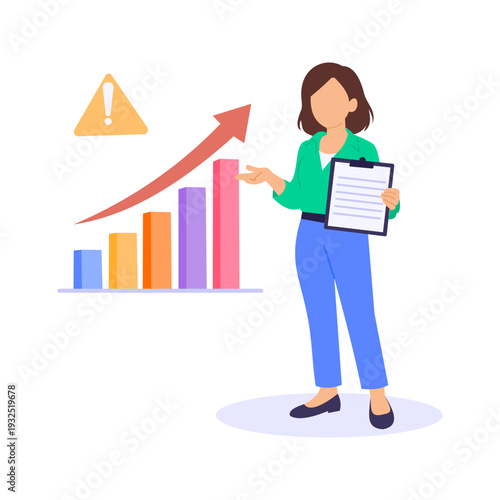 Rent Increase Notification, Informing tenant about revised rental amount, Flat vector character illustration