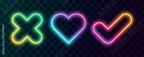 Brightly colorful neon rectangle frames cyan and magenta isolated on a black background Artwork