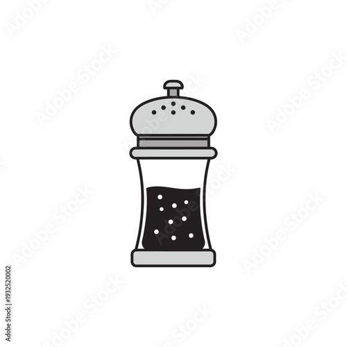 Pepper Grinder or Salt Shaker Vector Icon for Kitchen and Culinary Design