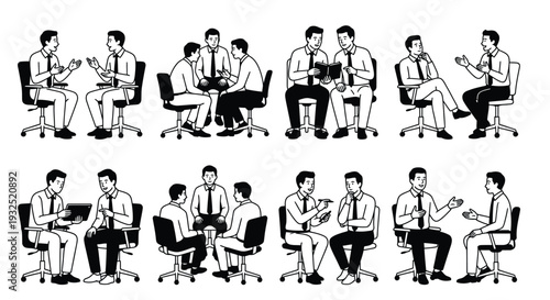 Diverse group of business people interacting in various seated positions