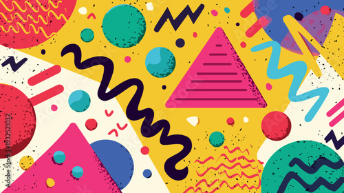 Wallpaper Mural Colorful Memphis Style Geometric Abstract Vector Background Torontodigital.ca