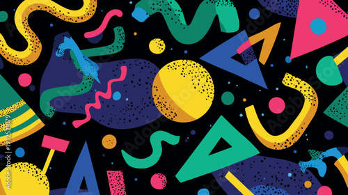 Wallpaper Mural Colorful Memphis Style Geometric Abstract Vector Background Torontodigital.ca