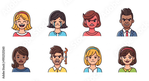 Diverse collection of human faces displaying various emotional expressions and feelings.