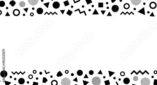 Black Geometric Shapes on White Background.