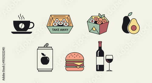 Collection of popular fast food and drink items.