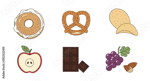Collection of six delicious and diverse food items arranged in a grid.