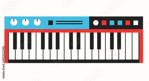 Colorful Electronic Keyboard Musical Instrument Illustration.