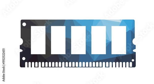 Computer RAM Module With Abstract Blue Design.