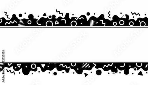Black and White Geometric Pattern Border Design.