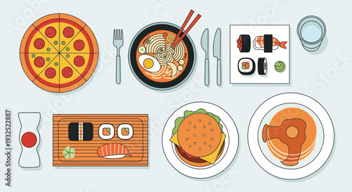 Delicious Assortment of Popular International Fast Food Dishes.