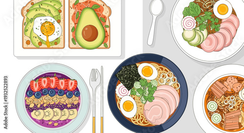 Delicious and Healthy Breakfast and Lunch Meal Assortment.