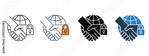 Public private partnership multiple icon style vector illustration set featuring collaboration symbols, government and business cooperation concepts
