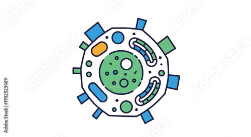 Detailed illustration of a stylized animal cell structure.