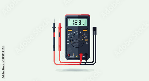 Digital Multimeter with Red and Black Test Leads.