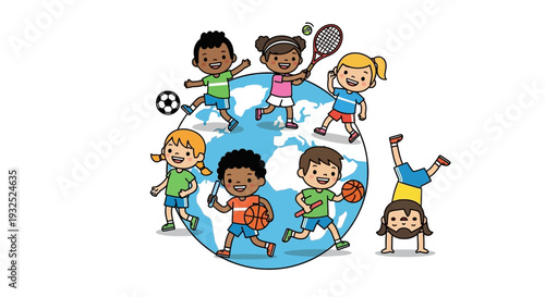 Diverse Children Engaged in Various Sports Activities Around the Globe.
