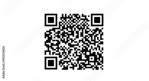 An abstract composition showcasing a complex qr code pattern against a stark white background creating a bold silhouette