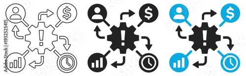 Business Crisis Management Icon for Financial Risk Analysis and Time Efficiency Strategy
