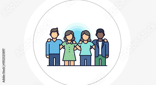 Diverse Group of Friends Standing Together in Unity.