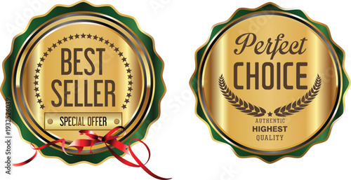 Gold best seller and perfect choice labels
