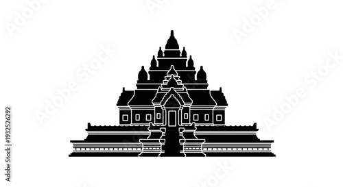 Black and white temple building icon.
