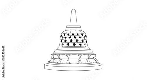 Detailed illustration of a stupa architecture.