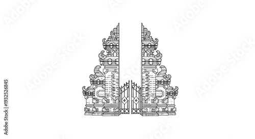 Ornate Temple Towers Architecture Details.