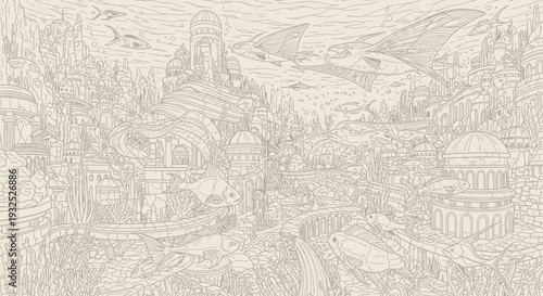 Vintage Sepia Tone Architectural Drawing Details.