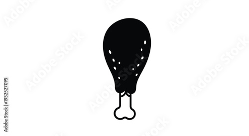 A stark black silhouette of a fried chicken leg showcasing its distinct shape and texture silhouette high quality professional