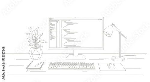 Computer monitor on a desk.