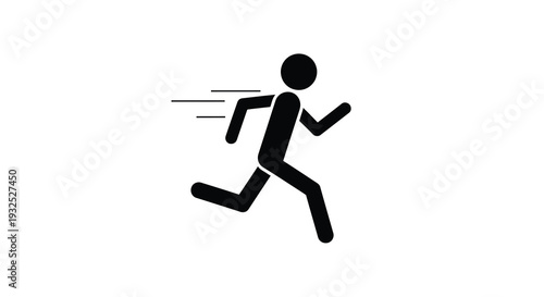 A dynamic black silhouette of a person running quickly depicted with speed lines illustrating motion silhouette high quality professional